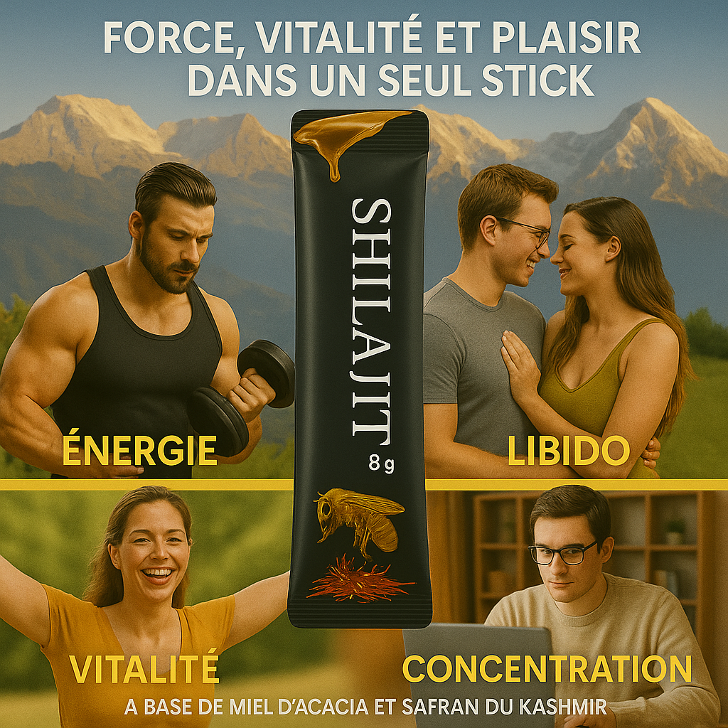 🌟 SHILAJIT PURE STICK GAMME OR – Miel d'Acacia & Safran du Kashmir - FORCE, ÉNERGIE & VITALITÉ NATURELLE