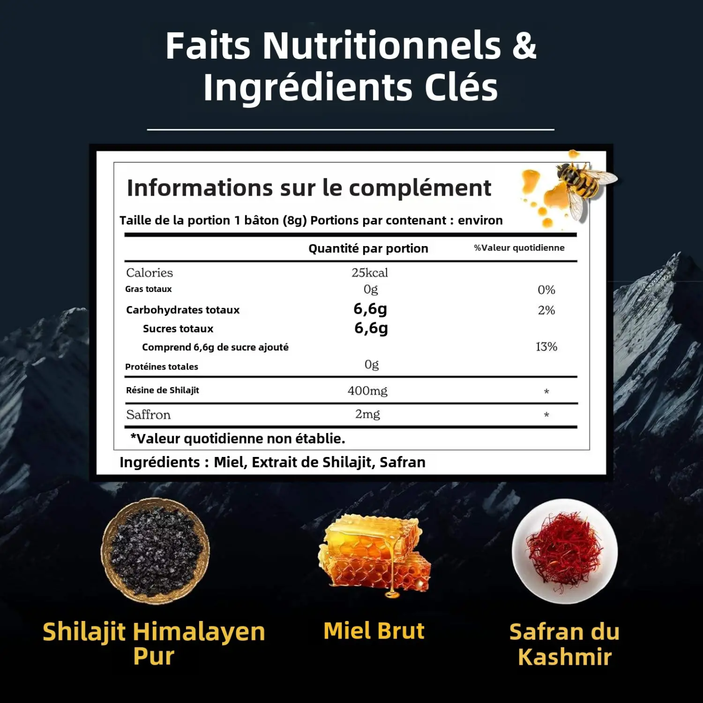 🌟 SHILAJIT PURE STICK GAMME OR – Miel d'Acacia & Safran du Kashmir - FORCE, ÉNERGIE & VITALITÉ NATURELLE